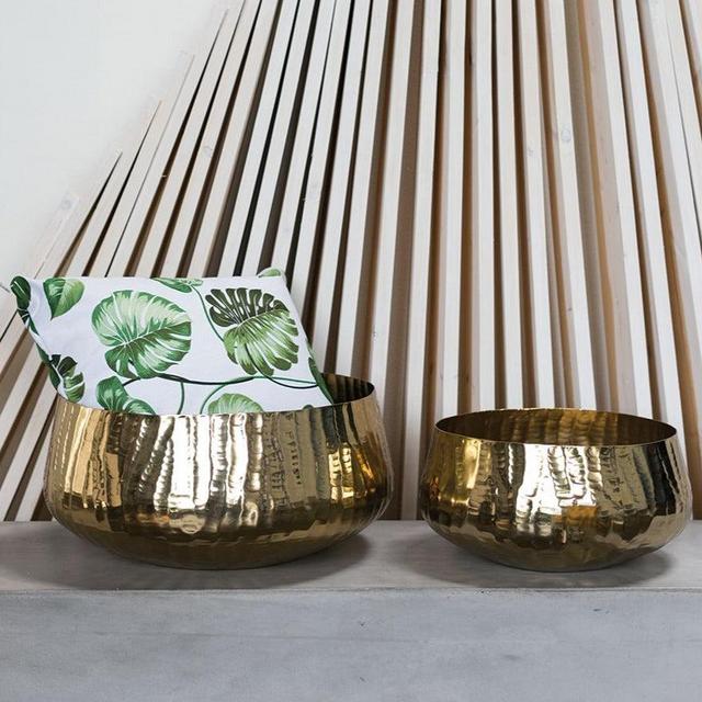 Hammered Gold Metal Roberi Bowl Planter - Available in 2 Sizes
