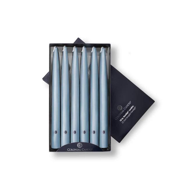 Colonial Candle Handipt Taper Candle, 10 in, Coastal Blue, 12 Count