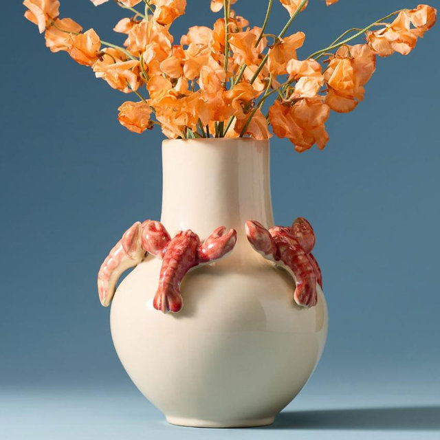 Stoneware Lobster Vase - Lobster, One Size