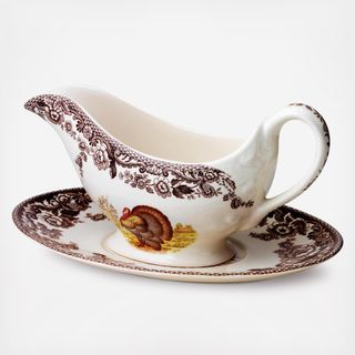 Woodland Turkey Sauce Boat & Stand