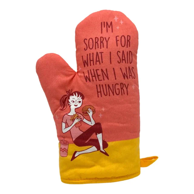 Im Sorry for What I Said When I Was Hungry Oven Mitt Funny Hangry Apology Novelty Kitchen Pot Holder - Crazy Dog Bakeware Multi Oven Mitt