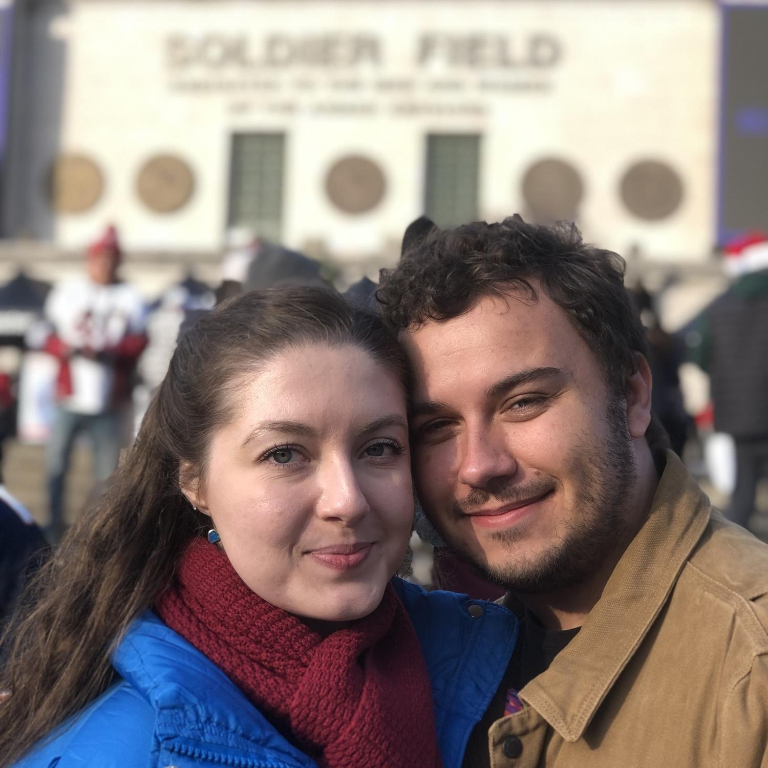 We went to a Chicago Bears game together at Soldier Field! Jeremy met Amber's cousin and they were immediate friends.