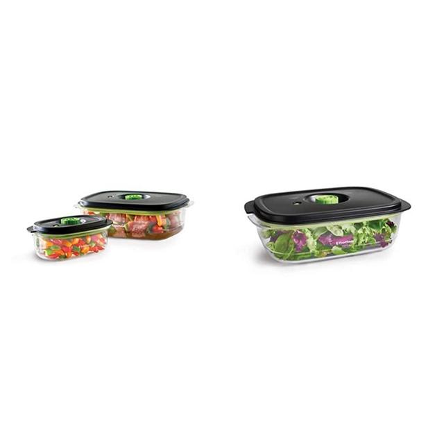 FOODSAVER 2116382 Preserve & Marinate Vacuum -Containers,1- 3 cup and 1- 10 cup, Clear (Count-2) & 2129973 Preserve & Marinate 10 Cup Vacuum Seal -Container, Clear