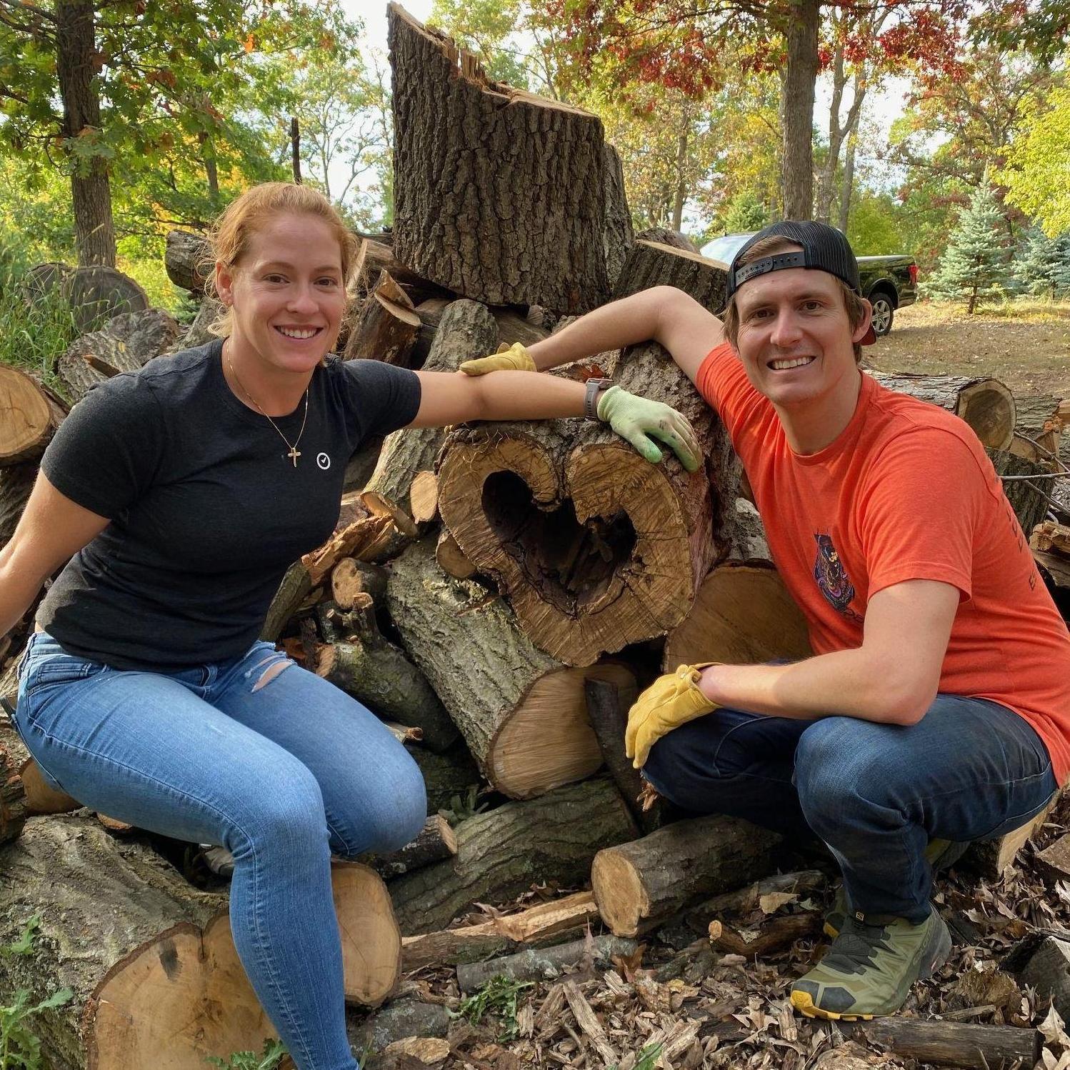 Chopping Wood in Kelsey's parent's backyard...found a heart!