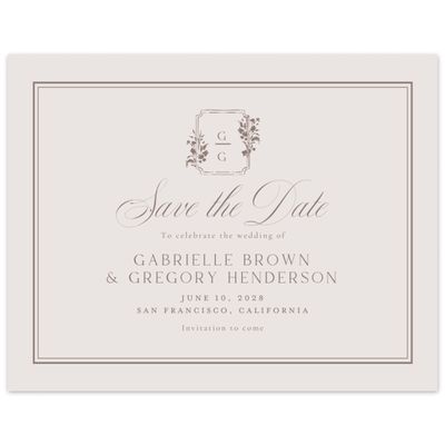 Light Greige, Beige Wedding Digital Save the Date - Emelina Landscape