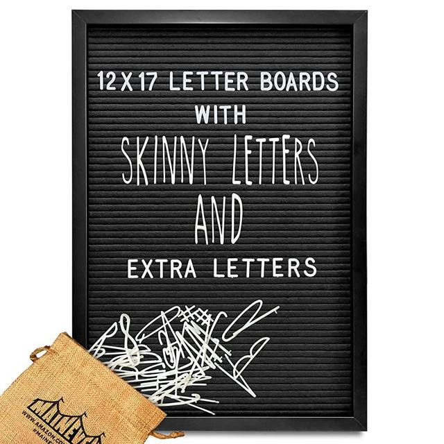 Letter Board Sign Skinny Felt Board Letters 12x17, Felt Letter Board Baby Announcement Boards Letters, Changeable Letter Boards Stand, Message Board Letters Sign Board, Felt Letter Board Black Frame