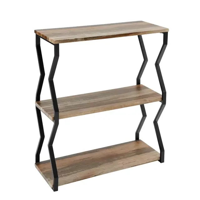 Danya B.™ Rustic Industrial 3-Tier Zigzag Float Wall Shelf in Black/Brown