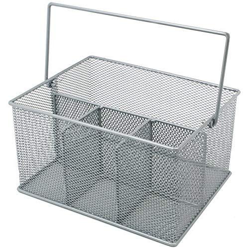 Sorbus Utensil Caddy — Silverware, Napkin Holder, and Condiment Organizer — Multi-Purpose Steel Mesh Caddy—Ideal for Kitchen, Dining, Entertaining, Tailgating, Picnics, and Much More (Silver)