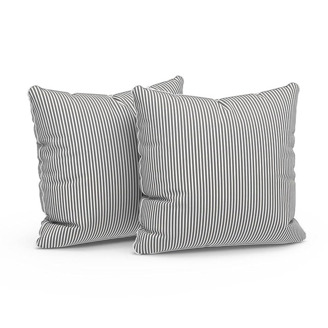 LVTXIII Outdoor/Indoor Throw Pillows, Decorative Patio Accent Pillows, Fluffy Water Repellent Garden Cushions for Home Patio Coach Sofa Use, 18×18 Inch, Pack of 2, Strip Grey
