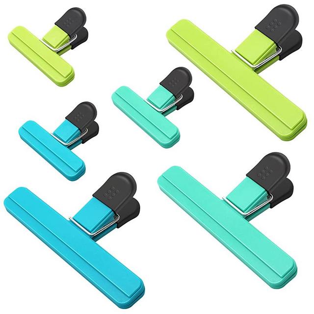 Bag Clips by DSNDVES, Chip Clips / Food Clips / Photo File Clamps / Office Clips, Heavy Duty Sealing Clips for Food Storage with Air Tight Seal Grip (6Pcs Clips)