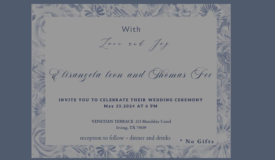 The Wedding Website of Elisangela Leon and Thomas Fee