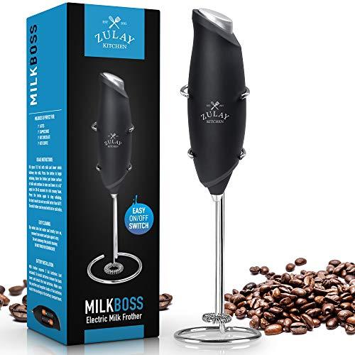 2020 Milk Frother Handheld Foam Maker for Lattes - Whisk Drink Mixer for Bulletproof® Coffee Frother, Mini Blender and Milk Foamer Frother for Cappuccino, Frappe, Matcha, Hot Chocolate by - Zulay