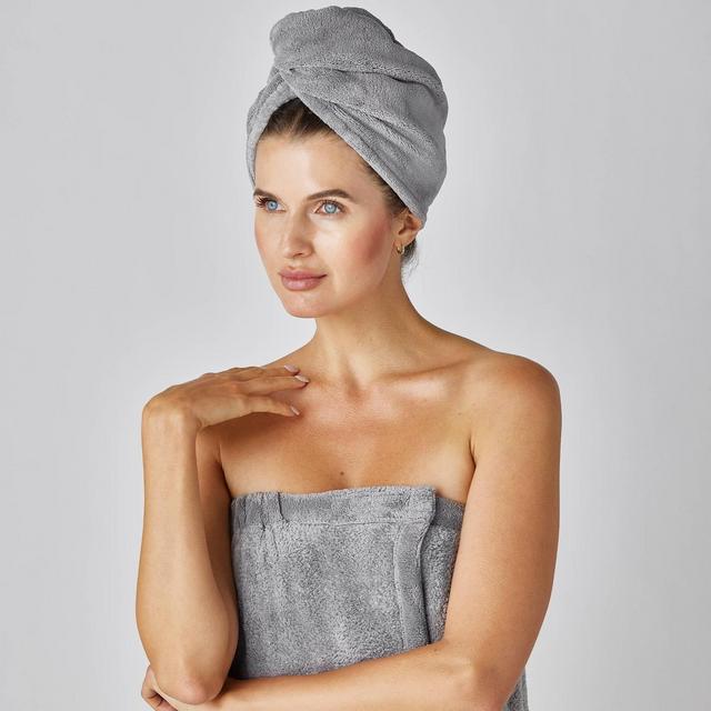 2pc Bath Wrap Set Gray - Wellbeing by Sunham