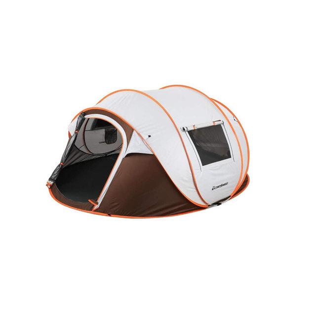 EchoSmile 4-Person White and Brown Pop Up Camping Tent