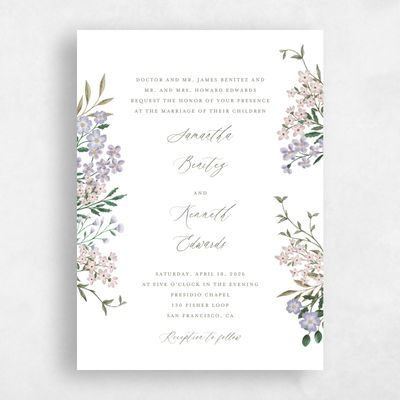 Lavender, Purple Wedding Invitation - Lombardy Classic