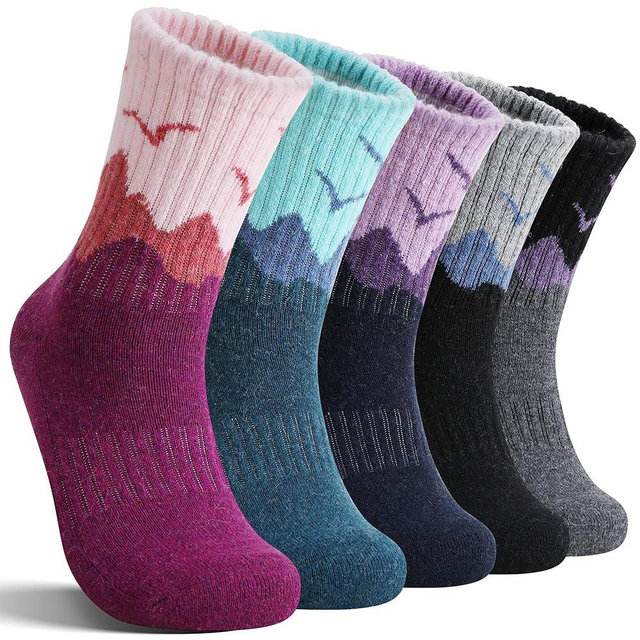 EBMORE 5 Pairs Womens Merino Wool Hiking Socks Thermal Warm Winter Boot Crew Cushion Work Gift Socks