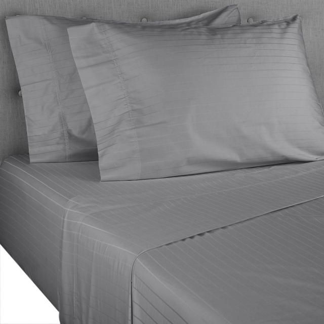 Nestwell™ Pima Cotton 500-Thread-Count Queen Sheet Set in Sharkskin Stripe