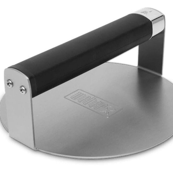 Weber Griddle Smashed Burger Press – Stainless Steel Smash Burger Tool with Non‑Slip Grip & Smooth Easy‑Release Surface, Dishwasher‑Safe - Griddle Accessory
