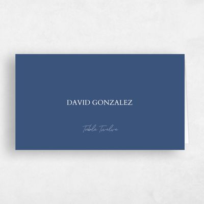 Dark Cobalt, Blue Wedding Place Card - Alyeska
