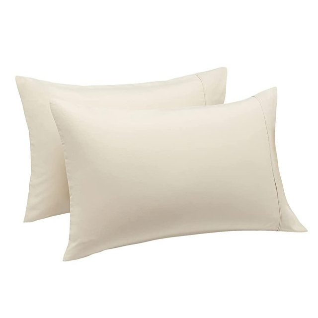 Amazon Basics Lightweight Super Soft Easy Care Microfiber Pillowcases - 2-Pack, Standard, Beige