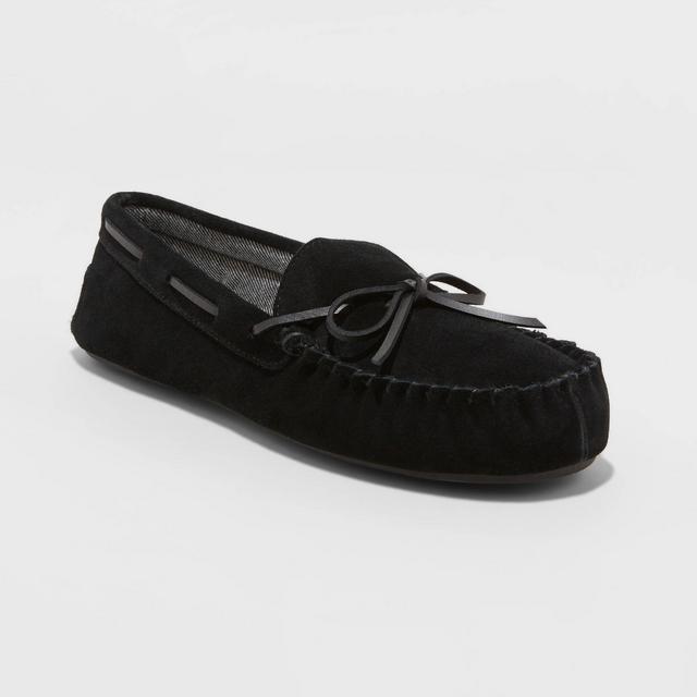 Men's Topher Moccasin Leather Slippers - Goodfellow & Co™ Black 11