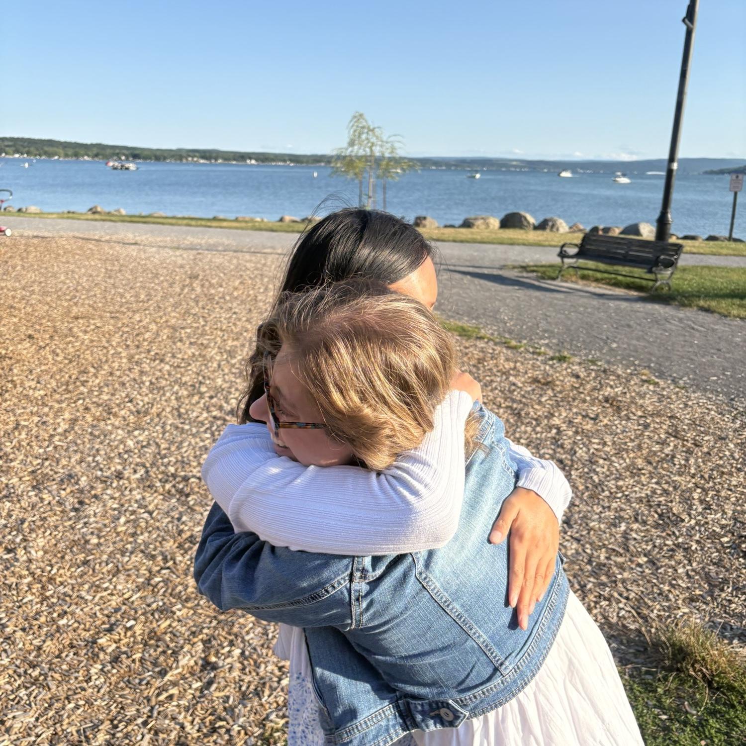 My sister, Isabelle and I doing a congratulatory hug!!