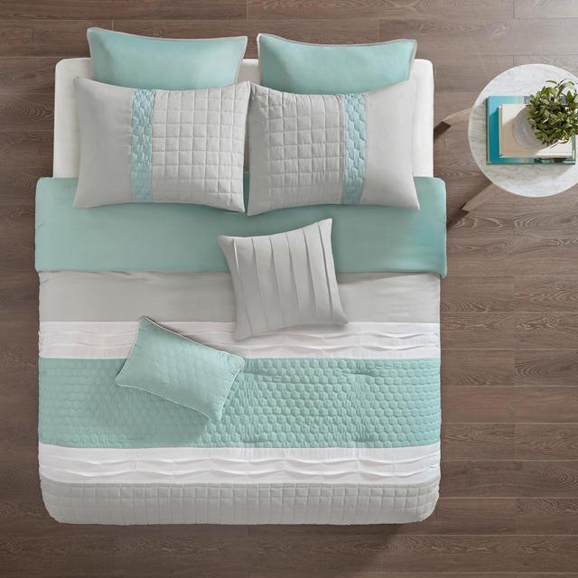 8pc King Arlie Comforter Set Seafoam/Gray