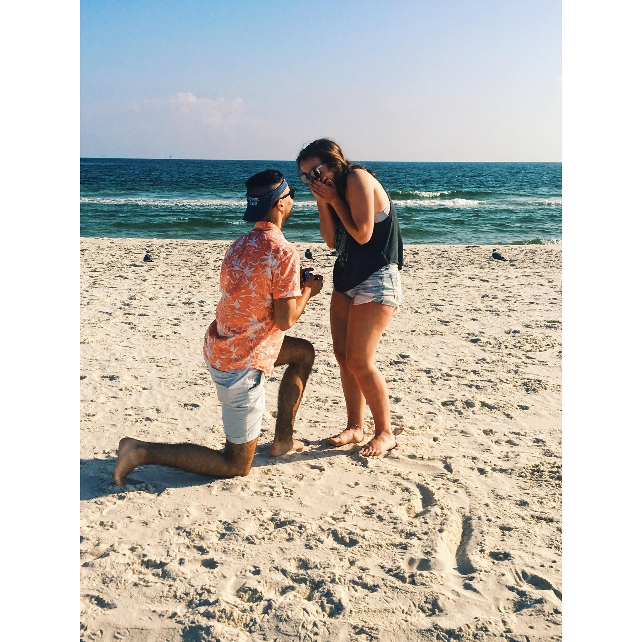 The moment he popped the question!