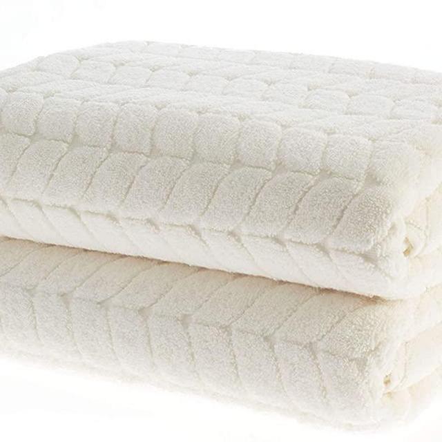 Bagno Milano 100% Turkish Cotton Jacquard Luxury Towel Set – Quick Dry Non-GMO Ultra-Soft, Plush and Absorbent Luxury Durable Turkish Towels Set (Cream, 2 pcs Bath Towel Set)