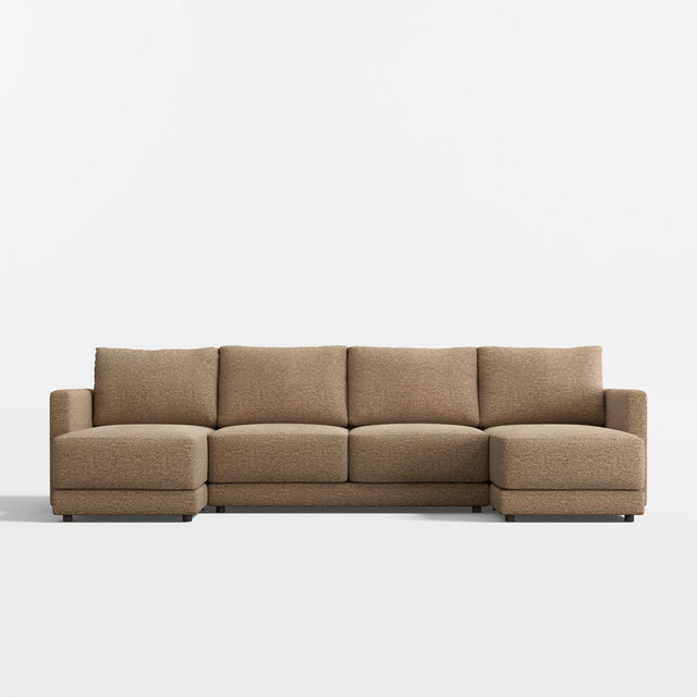 Gather Deep 3-Piece U-Shaped Sectional Sofa with Double Chaise Lounge