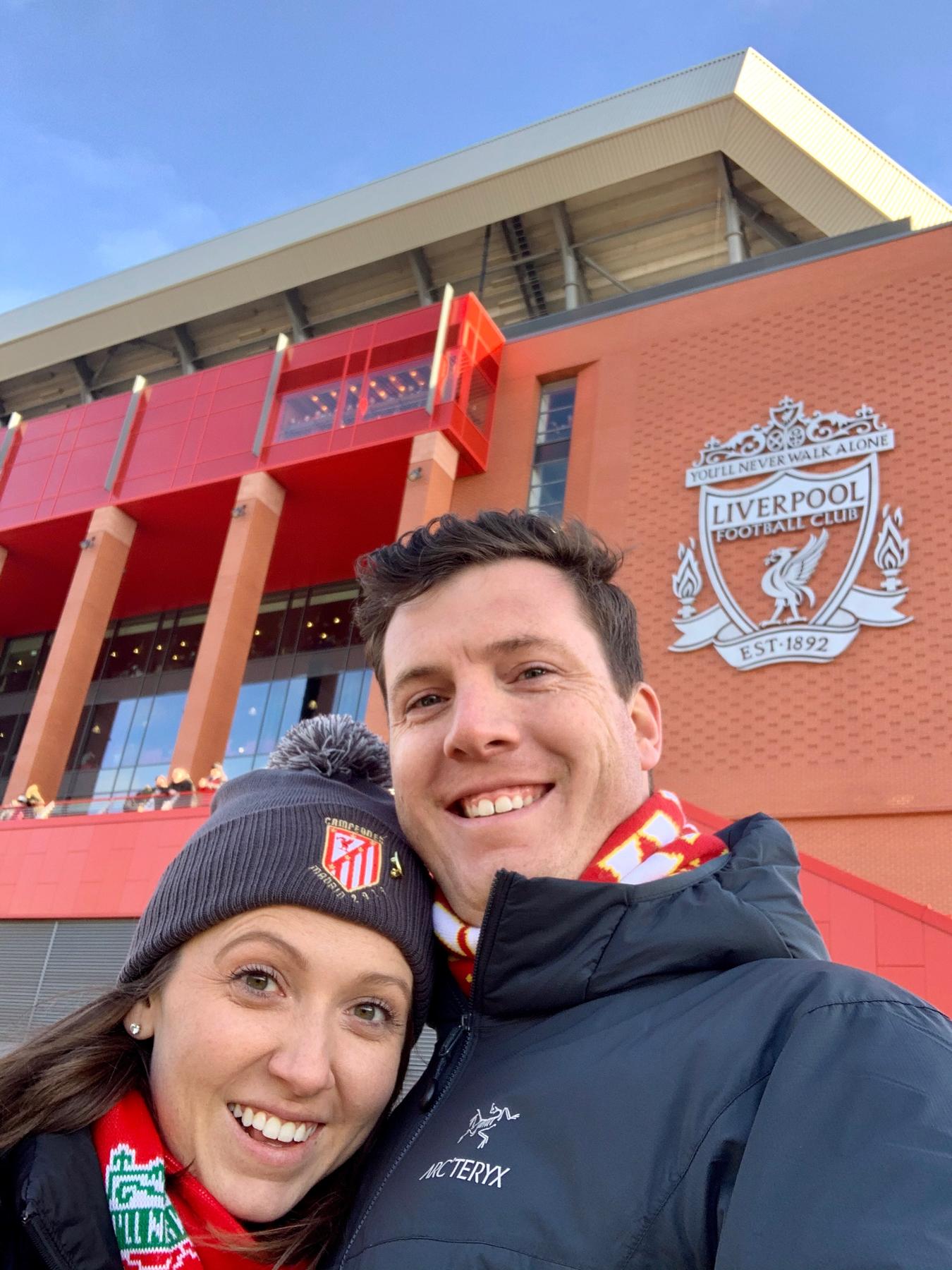 February 1, 2020 - Cheering for Liverpool at Anfield Stadium on Kevin’s 30th birthday.