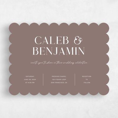 Brown Scalloped Wedding Invitation - Latona Landscape