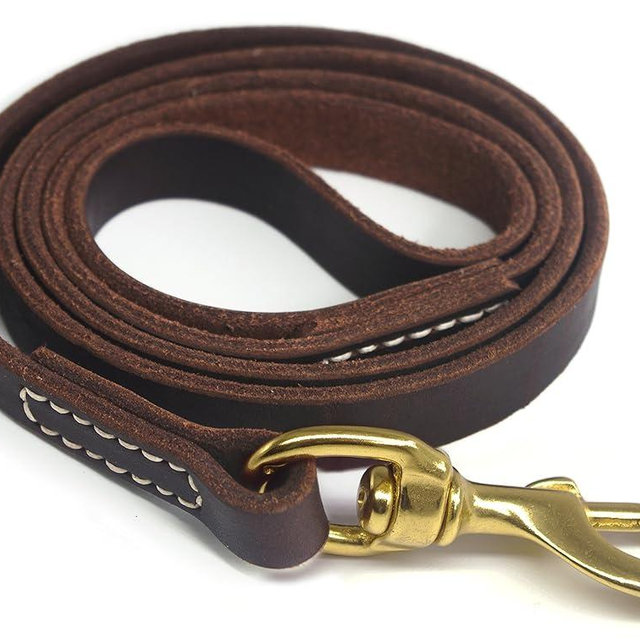 YOOGAO Pet Genuine Leather Dog Training Leash. 4/6 ft Length 3/5 inch Width for Medium and Large Dogs.(6 feet)