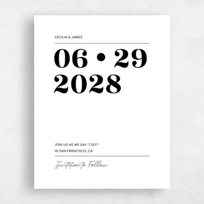 White Simple Wedding Save the Date - Valier Type