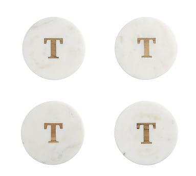 Alphabet Marble with Wood Coasters - T