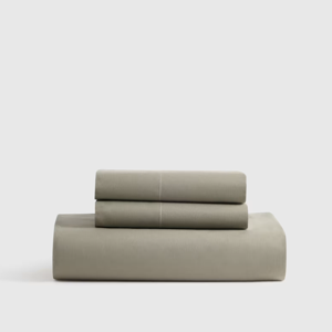 Classic Organic Percale Fitted Sheet Set in Dried Sage