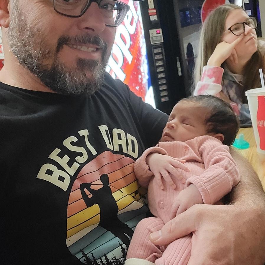 Brielle came to watch Uncle Declan bowl.