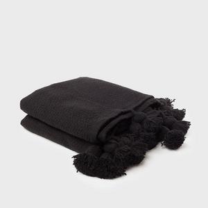 Moroccan Black Pom Pom Blanket