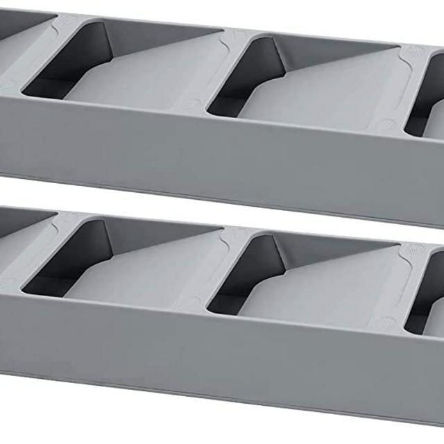 Kitchen Drawer Organizer Tray Box for Cutlery Spoon Knife and Fork Partition Storage, 1-PACK (Gary 2PCS)