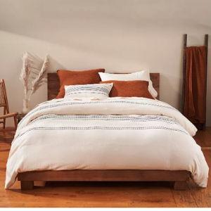 Coyuchi Rippled Stripe Organic Duvet Cover - Ivory With Black, Full/Queen
