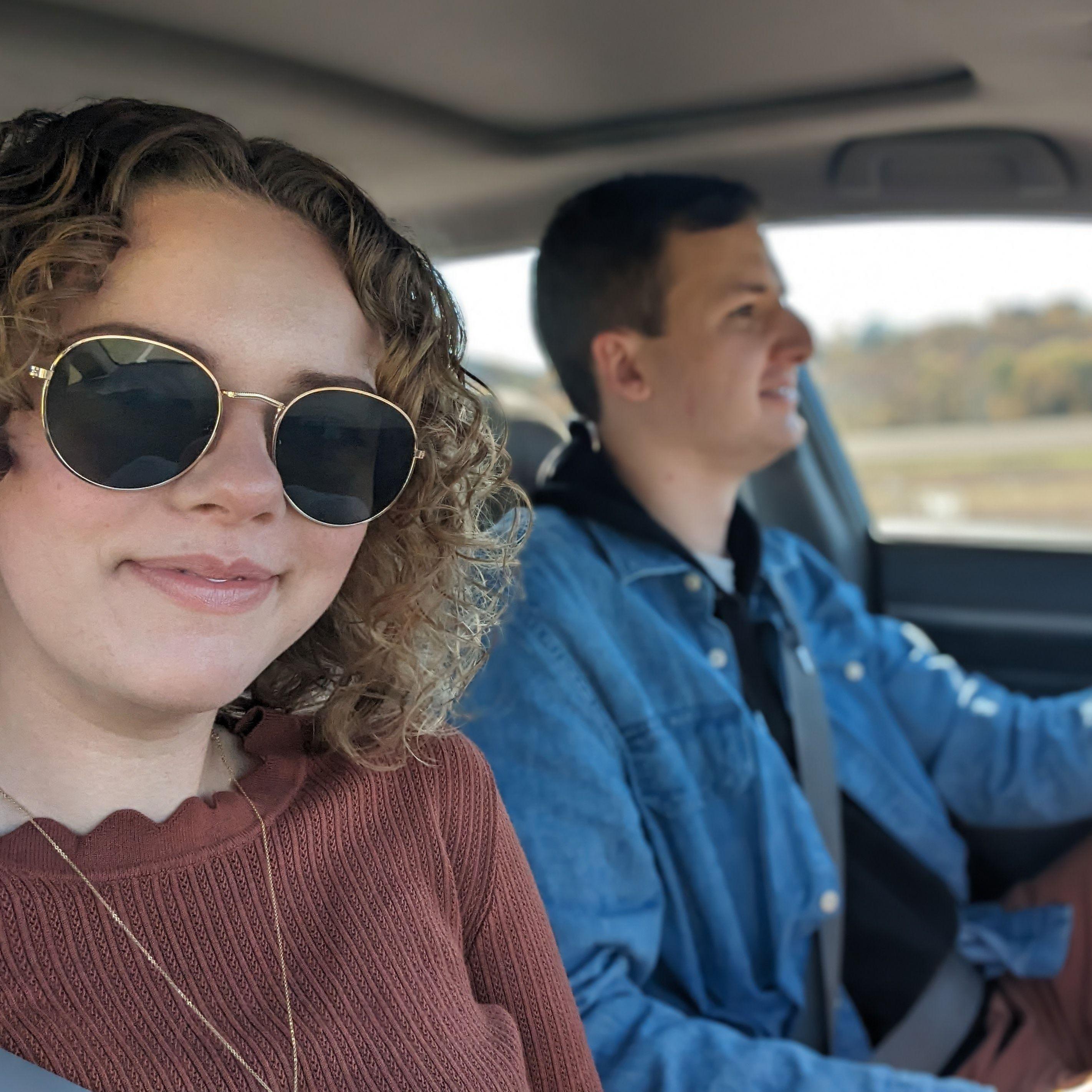 Driving to Stan Hywet the morning we got engaged. He hid his nerves well...