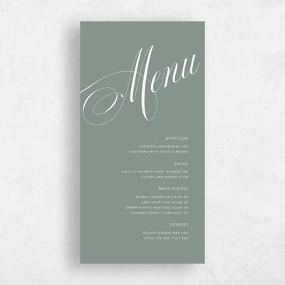 Deep Sage, Green Wedding Menu - Dametta