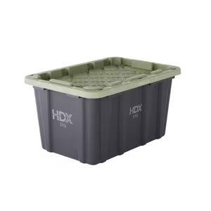 27 gal. Tough Storage Tote in Black and Army Green