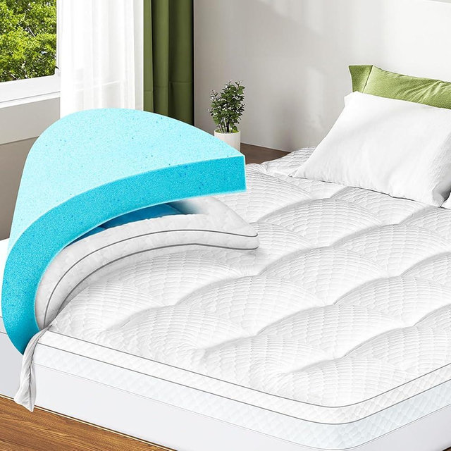 Dual Layer 3 Inch Memory Foam Mattress Topper California King Size, 2 Inch Cooling Gel Memory Foam Plus 1 Inch Down Alternative PillowTop Mattress Pad Cover with 8-21 Inch Deep Pocket