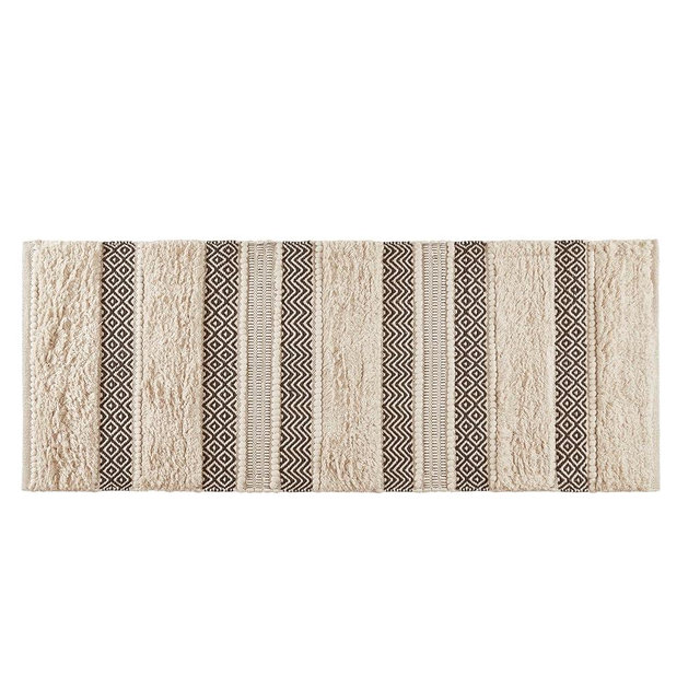INK+IVY Bath Rug Hand-Woven Texture Shaggy Striped Soft & Water Absorbent, Boho Bathroom Décor Bath-Mats, Non-Slip Absorbent Quick Dry Mats for Tub, Shower Room, Asher, 22x58, Black 1 Piece