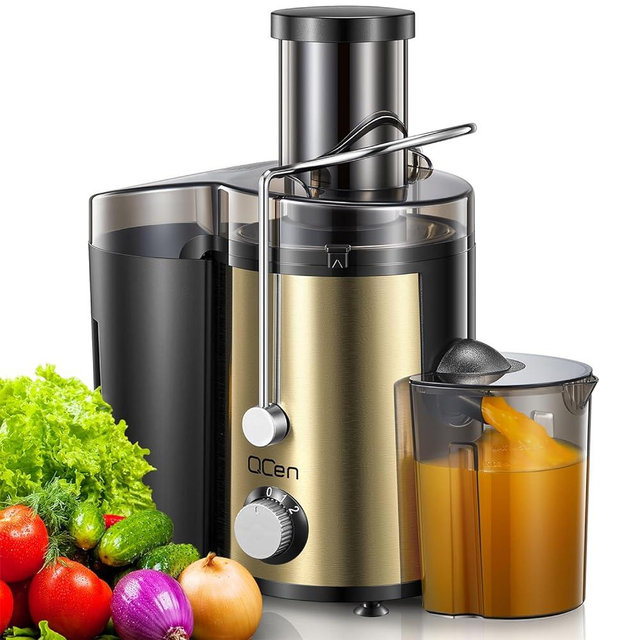 Juicer Machine, 800W Centrifugal Juicer Extractor with Wide Mouth 3” Feed Chute for Fruit Vegetable, Easy to Clean, Stainless Steel, BPA-free (Gold)