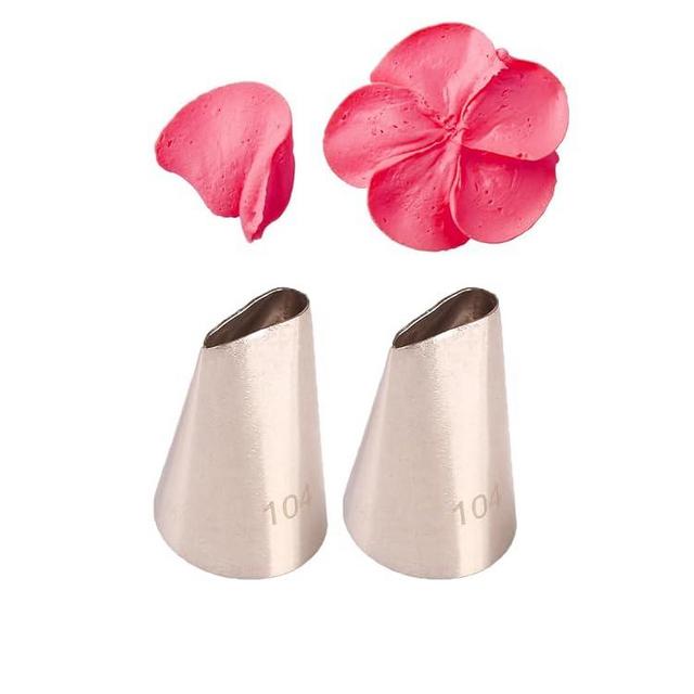 Piping Tip 104 Petal Tip for Blooming Flowers,Rose,Petals &Waves,2 Pcs