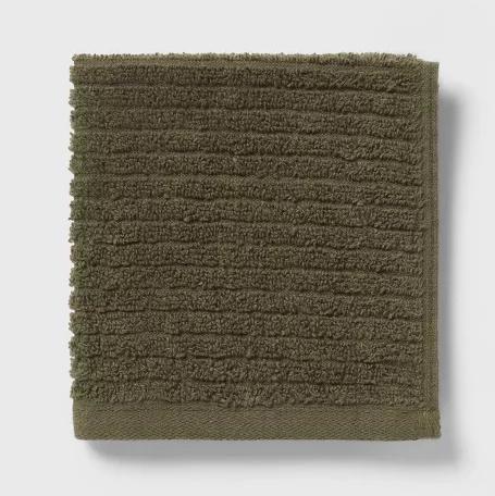 4pk Quick Dry Ribbed Hand and Wash Towel Set Dark Olive Green - Threshold™