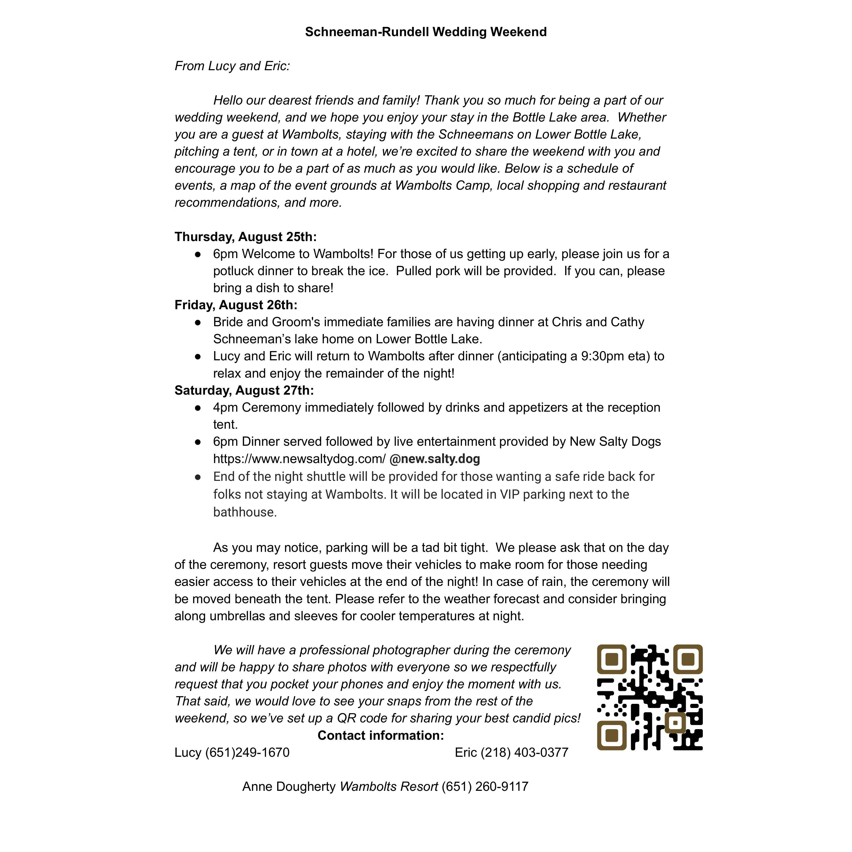 Page 1 of Wedding Newsletter