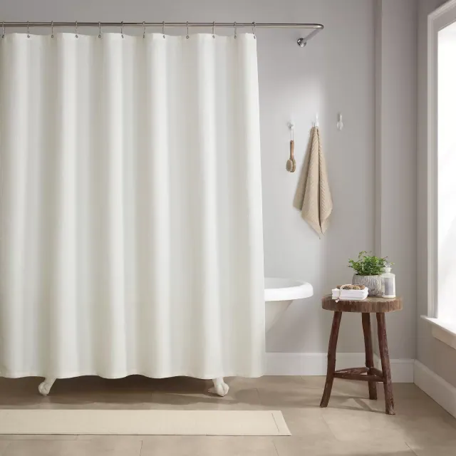 Host & Home Poly Shower Curtain Set 72x72 Raindrop Bright White